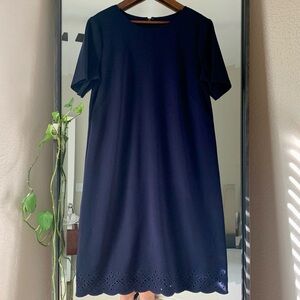 Ann Taylor navy scalloped hem shift dress